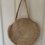 Magid Natural Weaved Silver Circle Large Tote Bag Tan Photo 0