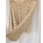 ZARA Cream Crochet Knit Open Weave Sweater Boho Scalloped Hem S Festival Beach Photo 2