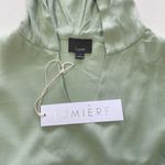 Lumière New V-Neck Hooded Top Drawstring Hem Woven Hoodie Sage Photo 10