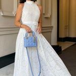 ZARA  maxi sun dress boho crochet belt lace halter flowy summer vacation Photo 0