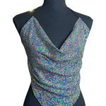 PaperMoon Y2K Disco Diva  Shimmering Glitter Iridescent Fairy Clubwear Halter Top Photo 0