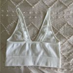 Garage  White Ribbed V-Neck Top Photo 1