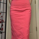2B Clothing Bright Neon Hot Pink Coral Pencil Midi Skirt | Photo 0