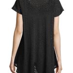 Eileen Fisher Confetti Laser Cut Black Silk Tunic Blouse XXS Photo 2