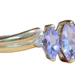 10K 10KT Yellow Gold Triple Marquise Tanzanite Diamond Accent Ring Size 7 Photo 1