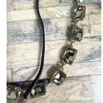 Stella & Dot Reese Sparkle Rhinestone Gold Tone Necklace Leather Tie Adjustable Photo 6