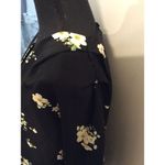 Elodie Large Black floral Button up blouse Womens L V Neck Photo 1