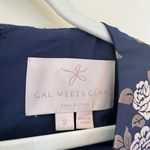 Gal Meets Glam Jenny Wallpaper Rose Brocade Floral Ruffle Knee Length Dress Navy Photo 5