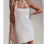 Show Me Your Mumu Samba Mini Dress in White Liquid Sequins M Photo 0