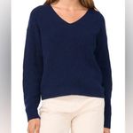 1. State Women's Navy Blue V-Neck Women's Sweater-Classic Casual Pullover Photo 1