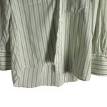 Zeus and Dione White Green Striped Cotton Silk Button Up Blouse Shirt Size M Size M Photo 4