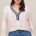 Torrid  Womens‎ Vegan Cashmere Preppy Pullover Striped Henley Sweater Size M 00 Photo 0