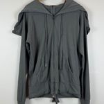 Talia Hancock Jacket Women S Gray Pima Cotton Long Sleeve Full Zip Slouchy Lagen Photo 0