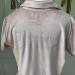 Juicy Couture Silky Soft Pink Velour Silver Bling Stud Cropped Button Up M Photo 1
