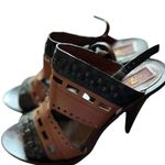 7 For All Mankind Women's Slingback Heels Size 8.5 Brown Stiletto Open Toe Photo 6