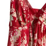 Oscar de la Renta Red Floral Print V-Neck Chemise Slip Mini Dress L Photo 3