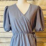 & Other Stories & Other Stories Organic Blend Cotton Jersey Wrap Tiered Mini Dress in Dusty Blue Photo 7