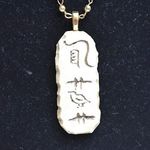 Source Unknown Unique Signed Egyption Hieroglyphics Stone Gold Tone Pendant Necklace Photo 1