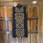Robert Graham Doreen Black Gold Sheath Collar Neck Sleeveless Silk Dress Large Photo 1