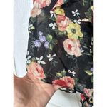 Frederick's of Hollywood Vintage Fredrick’s of Hollywood Floral Crop Tie Top Sheer Black Size Small USA Photo 2