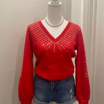 Inc international NWT Concepts Red Rhinestone Embellished V-Neck Sweater - XS Photo 12