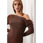 Significant Other Liliana Brown Bronze Metallic Long Sleeve Draped Column Gown 2 Photo 4