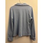 ZARA Icy Blue Metallic Collared Keyhole Cutout Long Sleeve Top Size XL Photo 3