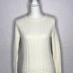 Lands' End Land’s End Women’s Ivory White Sweater Cable Knit Crewneck Pullover Over XSP Photo 0