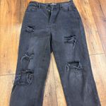 PacSun  Jeans Women 26 Black Washed Denim High Rise Straigt Distressed Button Fly Photo 5