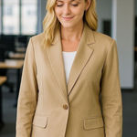 Sandro NEW  Single Button Tan Lightweight Blazer Capsule Career Old Money Chic 2X Photo 0