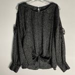 Lane Bryant Black And White Cold Shoulder Long Sleeve Shirt Blouse SZ 20 Photo 1