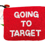 Kate Spade  Beaded Pouch "Going To Target" Red White NWT 8" X 6" Wristlet Photo 0