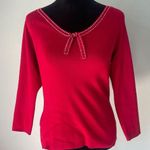 Loft Red Sweater with Bow Detail Ann Taylor small Photo 0