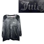 Juicy Couture Y2K Rhinestone Velour Pullover Sweater Top Gray 2X Photo 1