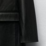 ZARA STRAIGHT CUT FAUX LEATHER BLAZER Black Size XS NEW Photo 10