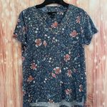 Erika Blue Ariella Floral V-Neck Short Sleeve T Shirt Photo 1