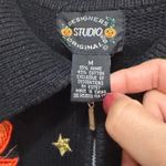 Studio Original Halloween Scarecrow Pumpkin Tree Knit Vest Womens M Black Zip Up Size M Photo 3