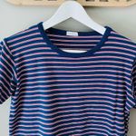 Brandy Melville  Striped Cropped Tee Shirt Blue/Red Sz OS Photo 1