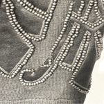 Tory Burch  Black Merino Wool Beaded V Neck Sweater Cardigan Size Medium Photo 2