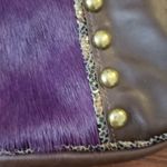 Vintage Y2K Retro Brown Leather Purple Fur Whimsogoth Feminine Women's Hand Bag Photo 1