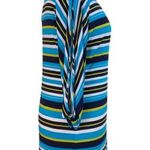 Calvin Klein  Women's Shift Dress Boat Neck Blue Black Stripe Jersey Knit Size 14 Photo 2