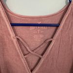 American Eagle  Soft & Sexy Dusty Pink Cold Shoulder Faux Wrap Front Top Size Small Photo 2