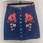 PacSun button up skirt with embroidered flowers Photo 0
