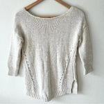 Gap  XS Womens  Oatmeal Cotton Nylon 3/4 Sleeve Chunky Knit Sweater Coastal Photo 3