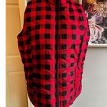 Women's Red Puffer Vest Buffalo Plaid Size Large Fall Winter Festive Casual Barn Photo 0