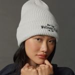 Anthropologie Daily Practice by  Sport Club Ribbed Light Gray Beanie Hat Photo 0