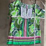 Crown & Ivy crown & ivy Womens Blouse Size Small Pink Navy Green White Lace Peasant Preppy Photo 5