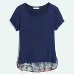 Honey Punch  Stitch Fix Mix Material Knit Top Short Sleeve Navy Paisley Size S Photo 0