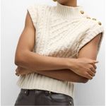 Veronica Beard Holton Wool Cable Knit Vest Ivory XS Button Shoulder Chunky Layer Photo 8