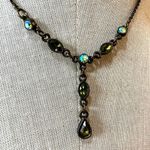 1928 green rhinestone beaded Y necklace Blue Photo 2